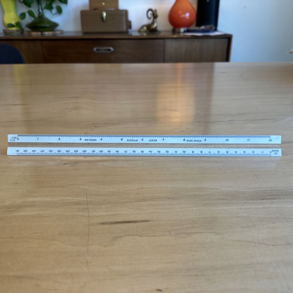 Vintage Dietzgen Architects' 12" Triangular Scale Ruler 1683B Excello